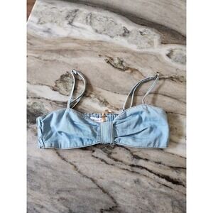 Gianni Bini Denim Bow Front Crop Top Light Wash Sleeveless -‎ Small NWT